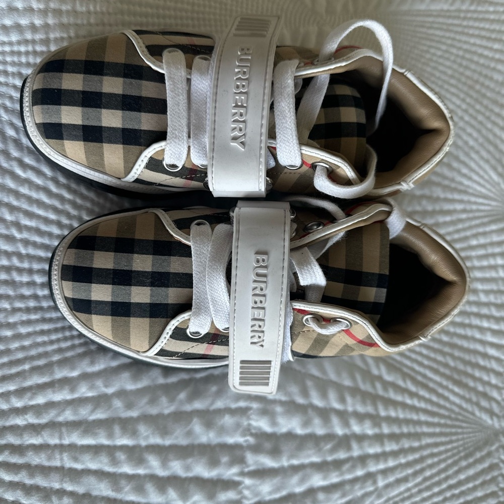 Burberry Plaid Sneakers with White Accents